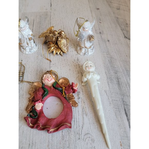 Angel horn trumpet rustic ornament Xmas set religious frame - Picture 4 of 8